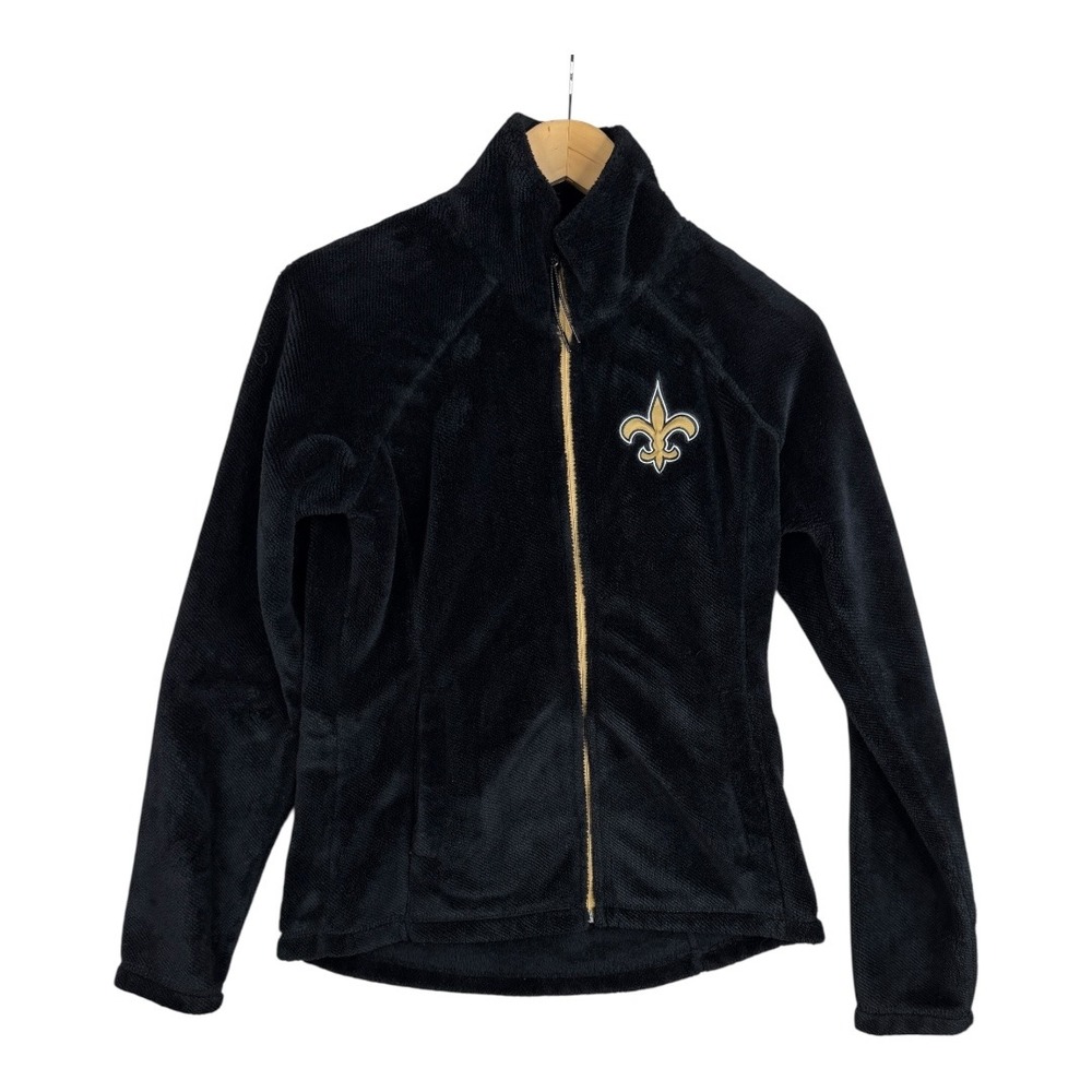 NFL New Orleans Saints Fleur de Lis Fleece Jacket size Small Black/Gold